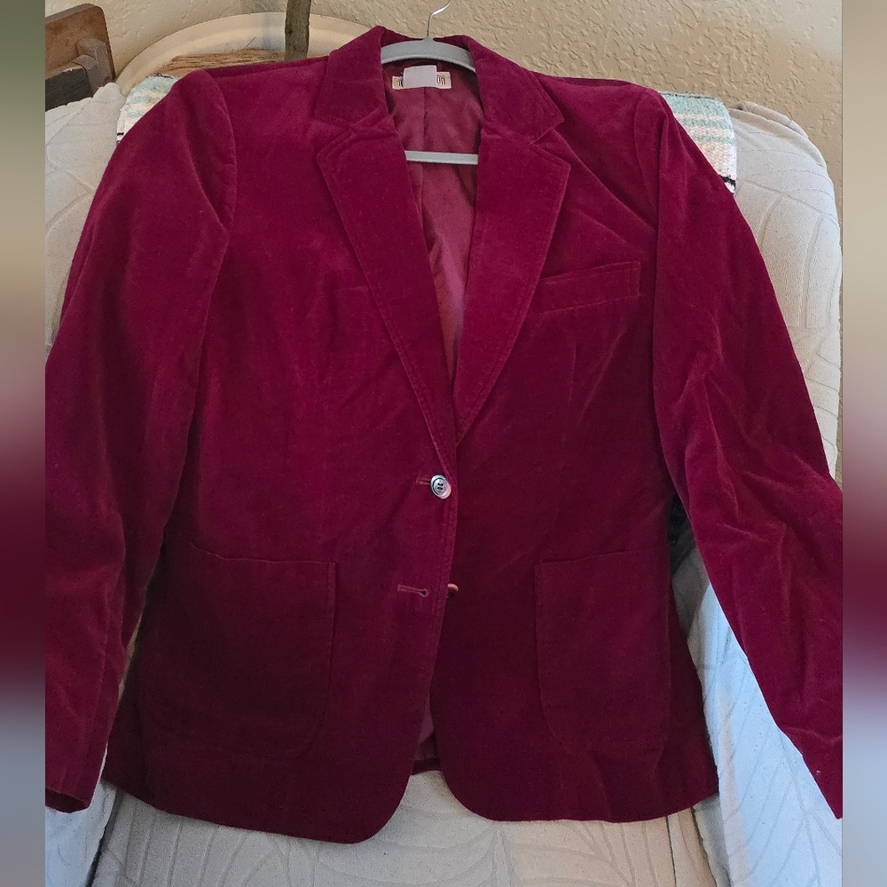Worthington Women's Blazer in Rich Burgundy Velvet